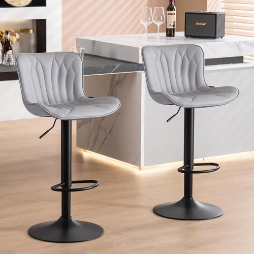 Miniatura 18 de YOUNIKE Juego de 2 taburetes de bar marrones modernos giratorios de altura de mostrador con respaldo alto ajustable para cocina, taburetes de bar