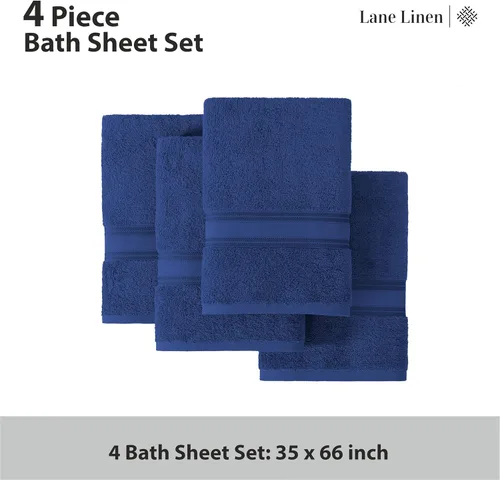 Miniatura 4 de LANE LINEN Juego de 4 toallas de baño 100% algodón (35 x 66 pulgadas), juego de toallas de baño extragrandes de algodón sin torsión, secado rápido