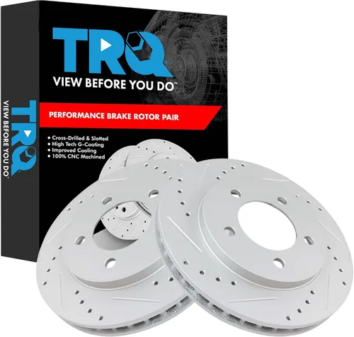Miniatura 140 de TRQ Juego de rotores de freno de rendimiento trasero con revestimiento G premium compatible con Mazda 6 2014-2021