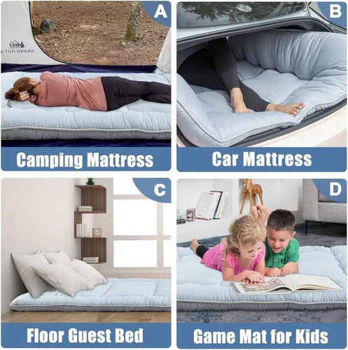 Miniatura 6 de Natsukage Colchón de suelo grueso para dormir, colchón futón para adultos, colchón plegable, cama de invitados, colchón de campamento