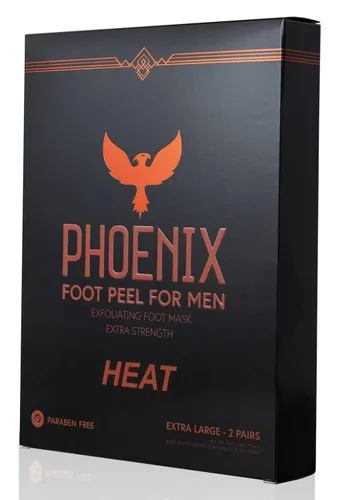 Paquete de 2 Phoenix Foot Peel para hombre, extra grande, extra fuerte, canela, tratamiento exfoliante para pies secos, removedor de callos, sin