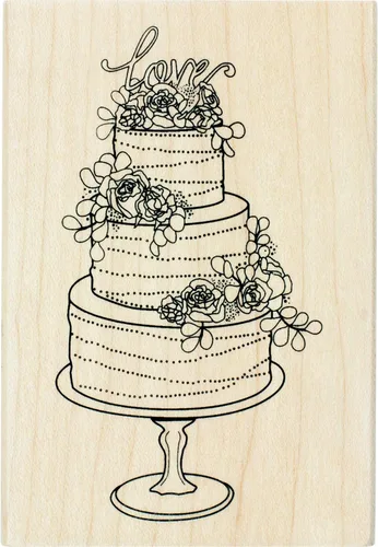 Miniatura 4 de Inkadinkado Sello de madera para anillo de boda para tarjetas de boda, 1.5 pulgadas de ancho x 2.8 pulgadas de largo Dos anillos