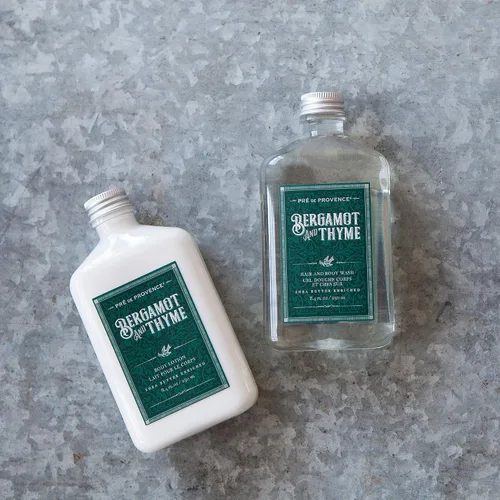 Miniatura 6 de Pre de Provence Bergamot & Thyme Colección de fragancias para hombre, gel de baño y cabello, 8.5 fl oz