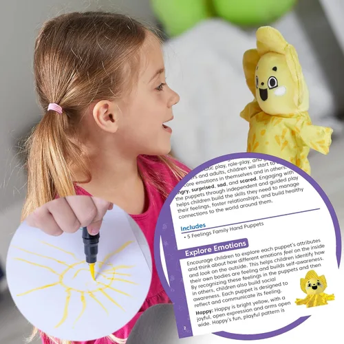 Miniatura 8 de hand2mind Feelings - Títeres de Mano de la Familia para niños, actividades de habilidades sociales, atención plena para niños, actividades