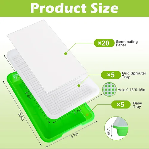 Miniatura 2 de EBaokuup 5 bandejas para germinar semillas con agujeros de drenaje, bandejas de propagación de germinación de semillas sin BPA, kit de cultivo