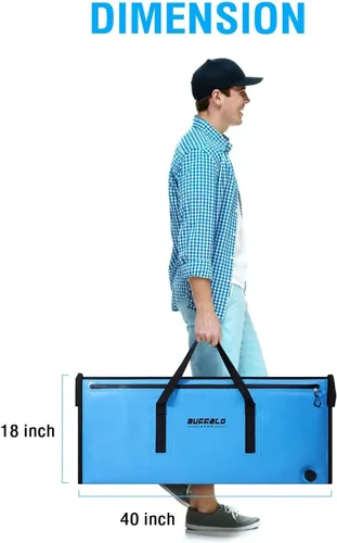 Miniatura 8 de Buffalo Gear Enfriador de pescado aislado – Bolsa para matar a prueba de fugas con 2 bolsas de hielo reutilizables – Cremallera impermeable portátil