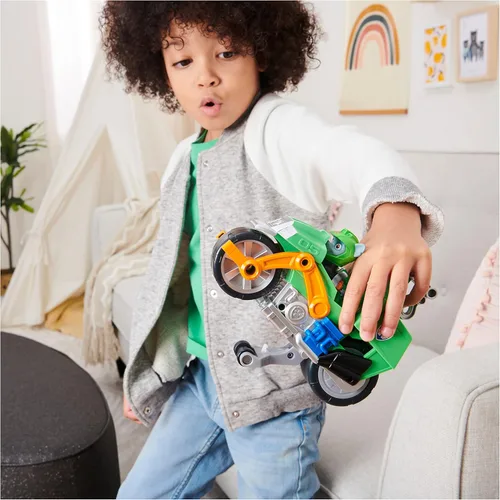 Miniatura 3 de Paw Patrol, Moto Pups Moto Deluxe de Rocky con vehículo de motocicleta de tracción que hace piruetas y figura de juguete
