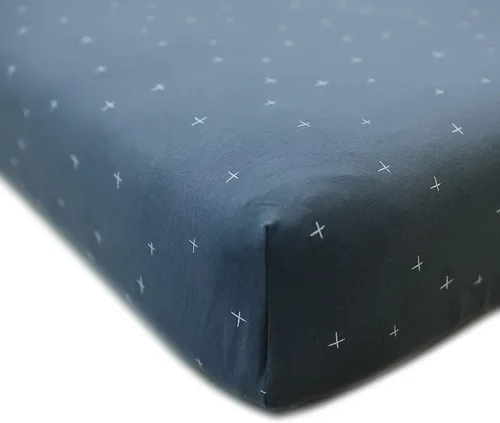 Miniatura 5 de Ecolino Sábana bajera ajustable para cuna, 100% algodón orgánico, para niños y niñas. Se adapta a colchones estándar para cuna y niños pequeños, Azul