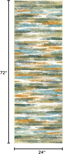 Miniatura 2 de Alfombra de pasillo moderna Lansny 2 x 6 pulgadas, alfombra de cocina lavable verde mostaza multicolor, alfombra antideslizante suave para pasillo