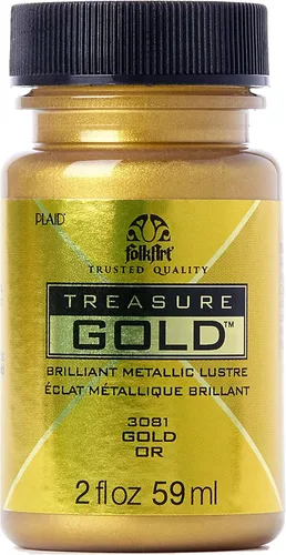 Miniatura 2 de FolkArt Oro surtido fácil de aplicar, suministros de arte con un acabado metálico, pintura del tesoro de 2 onzas líquidas 2.0 fl oz (paquete de 1)