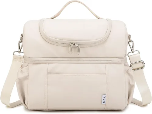 Miniatura 8 de NOL Natural Organic Lifestyle Lonchera para adultos, bolsa de almuerzo aislada grande de doble compartimento, hielera, ligera, de nailon