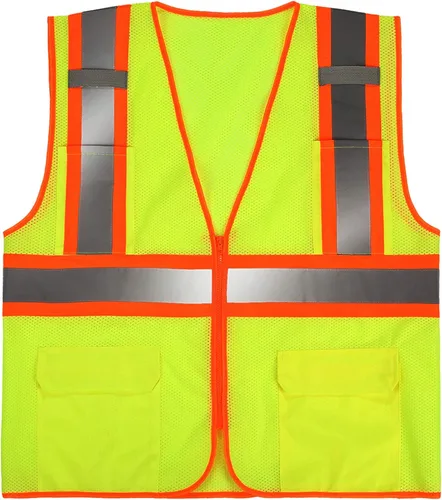 Miniatura 10 de Chaleco de seguridad reflectante de alta visibilidad con cierre y bolsillos O/Y Naranja