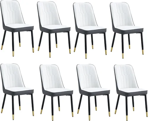 Miniatura 21 de Juego de 4 sillas de comedor modernas, juego de sillas de cocina de piel sintética, asiento tapizado acolchado grueso, sillas laterales negras sin