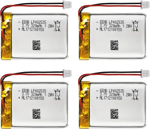 EEMB Paquete de 4 baterías de polímero de litio 3.7 V 320 mAh 402535 Lipo con conector Molex de cable para altavoz y dispositivo inalámbrico,