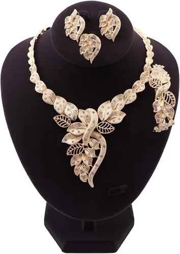 Miniatura 2 de NA African Dubai Gold Jewelry Nigerian Crystal Necklace Hoop Earrings Ring Women Italian Bridal Jewelry Sets Wedding Accessories