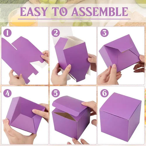 Miniatura 3 de Zhehao - Paquete de 48 cajas de regalo pequeñas de 10,2 x 10,2 x 10,2 cm, cajas de papel kraft cúbicas coloridas al por mayor, con tapas