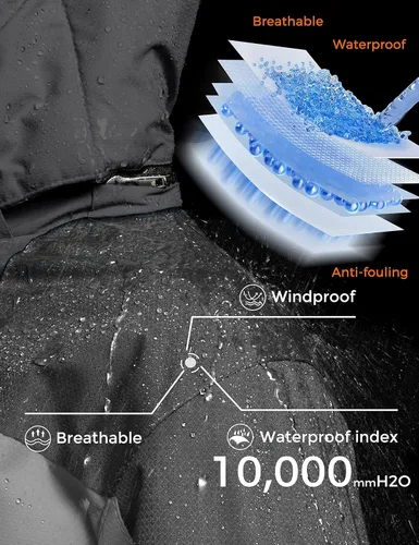 Miniatura 4 de ZSHOW Chaqueta de esquí impermeable para niños a prueba de viento con capucha, ropa deportiva de montaña para exteriores, Nieve, 6-20