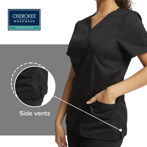 Miniatura 5 de Workwear Revolution WW610 - Ropa quirúrgica con estilo cruzado falso para mujer, elástica, suave y de fácil cuidado