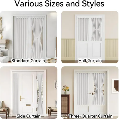 Miniatura 9 de Vatge - Cortinas autoadhesivas para puerta francesa, tratamiento de ventana con filtro de luz sin varillas ni perforaciones para puertas de cristal