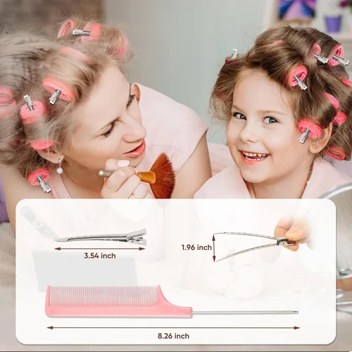 Miniatura 4 de Pinzas para el cabello para rodillos, clip de rizo de alfiler, pinzas de metal con pico de pato para mujer, 24 piezas (3.5 pulgadas), pinzas