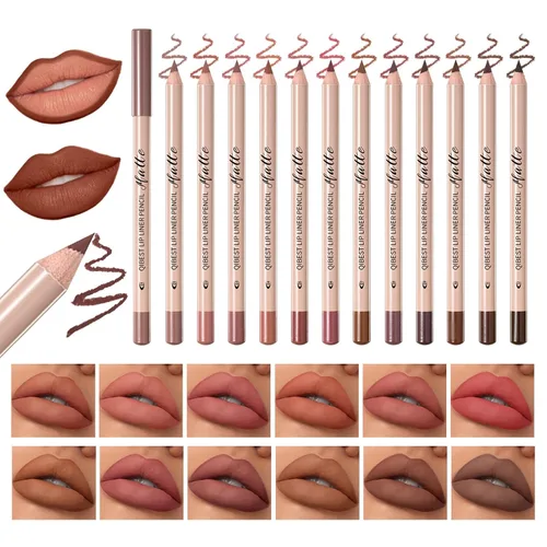 Miniatura 18 de QiBest 7 piezas de lápiz labial líquido mate y 1 pieza de set de maquillaje para labios voluminizadores, set de maquillaje de labios pigmentado