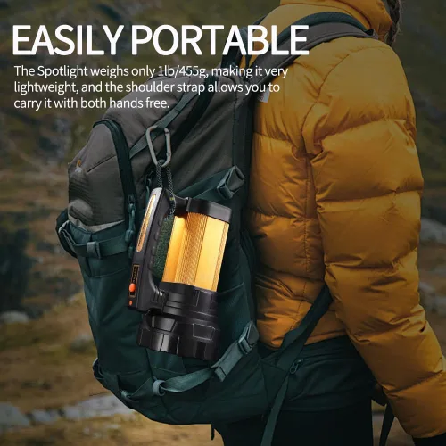 Miniatura 3 de Linterna recargable de 1200 lm, linterna de mano impermeable IP67 con 3400 mAh, 30 horas de funcionamiento, salida USB, foco LED con correa