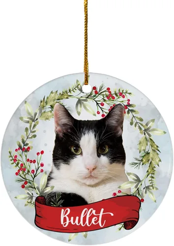 Miniatura 24 de FLOCHIL Adornos de Navidad Personalizados para Gatos Adornos de Navidad Personalizados con Foto y Nombre para Árboles de Navidad, Adornos de Navidad