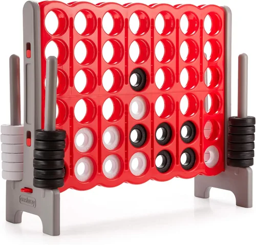 Miniatura 14 de COSTWAY Juego Gigante Jumbo 4 en Raya, Conecta 4 para Niños y Adultos, 3.5 Pies de Alto para Interiores y Exteriores con 42 Anillos Jumbo