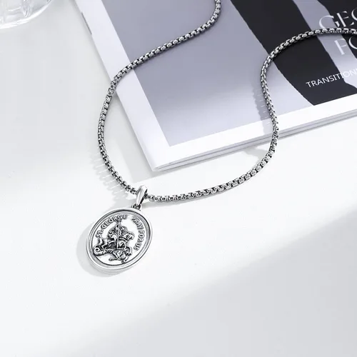 Miniatura 58 de Collar de plata de ley 925 con medalla de San Patrón, colgante de protección católica, amuleto, joyería religiosa para hombres y mujeres