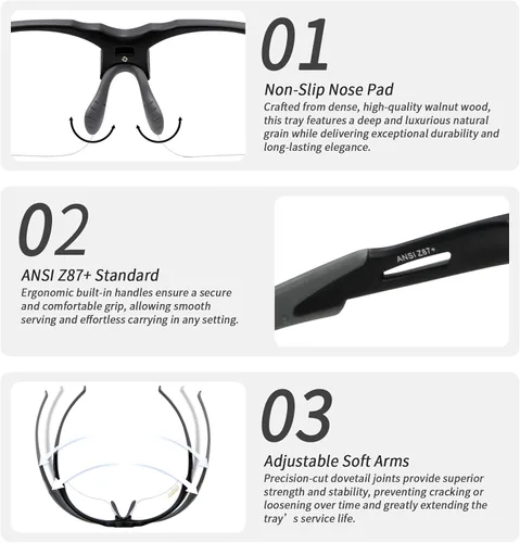 Miniatura 2 de YIFAN Z87 - Gafas de pickleball de seguridad anti niebla y arañazos para hombres y mujeres con marco negro Envoltura 100% protección UV