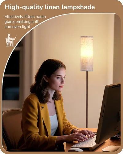 Miniatura 3 de EDISHINE Lámpara de pie LED para sala de estar, lámpara de pie moderna de 63.7 pulgadas con bombilla LED de 9 W, 3 temperaturas de color, lámpara