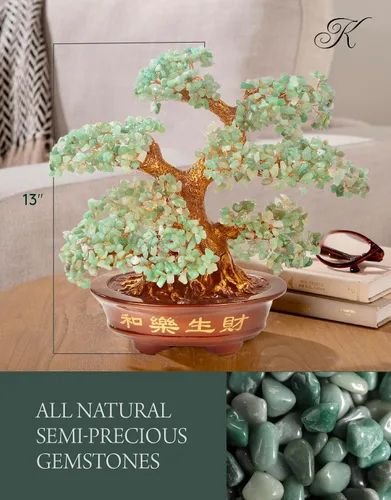 Miniatura 3 de KALIFANO Premium árbol de piedras preciosas – Bonsai Feng Shui Money Tree con propiedades curativas Aventurina