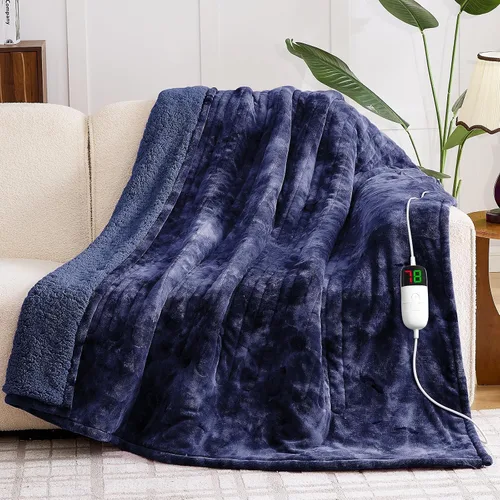 Miniatura 10 de greenoak Manta eléctrica con calefacción, manta térmica de piel sintética Sherpa para sofá cama, regalos cálidos de invierno para mujeres/ella