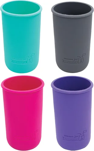 Miniatura 4 de Mason Jar Lifestyle - Fundas de silicona de 24 onzas para proteger frascos de bola (4, Americana Multicolor)