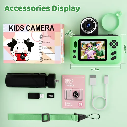 Miniatura 9 de Makolle Cámara para niños, regalos de cumpleaños para niños y niñas de 3 a 8 años, grabadora de video para niños de 8 a 12 años, videocámara digital