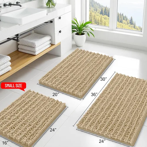 Miniatura 2 de Smiry Alfombras de Baño 24x16 pulgadas, Alfombras de Baño de Chenilla Extra Suaves y Absorbentes, Respaldo de Goma Antideslizante, Lavable a Máquina