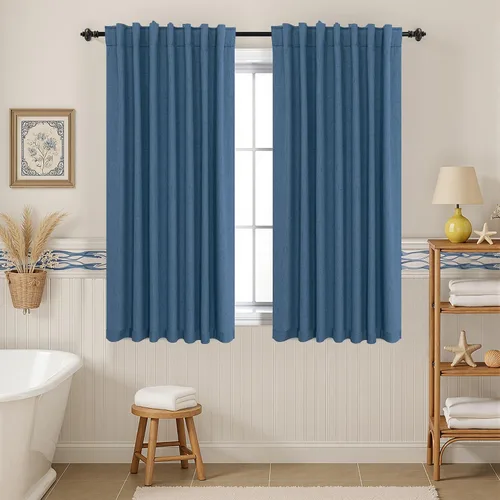 Miniatura 23 de KOUFALL - Cortinas de medio estilo francés de lino para ventana, juego de 2 cortinas cortas de 40 pulgadas de longitud, para privacidad, cortinas