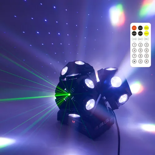 Miniatura 10 de Luz de Escenario de Cabeza Móvil RGBW 12LED Luces de Haz Giratorio Luces de Iluminación Ascendente de Escenario para Eventos Activada por Sonido