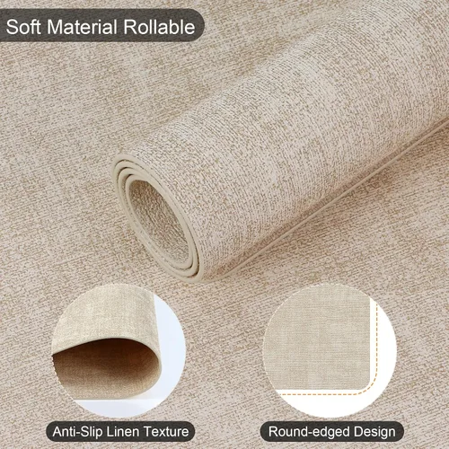 Miniatura 5 de Juego de 6 manteles individuales de piel sintética (beige) Heat Resistant Wipeable Washable Place Mats, Waterproof Anti-Slip Dining Table Mats