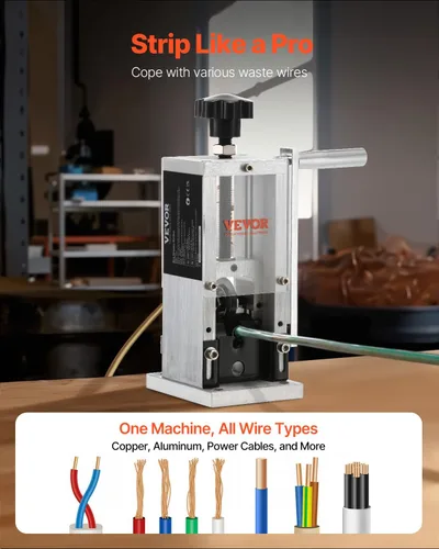 Miniatura 2 de VEVOR Máquina peladora manual de cables, pelador de cobre de 0.06 a 1.18 pulgadas con manivela o taladro accionado, referencia de profundidad