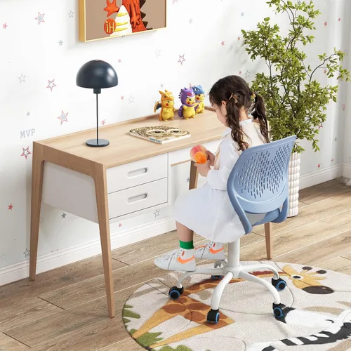 Miniatura 2 de MEDIMALL Silla de escritorio para niños, silla de oficina ergonómica azul para niños de 8 a 12 años con soporte lumbar, silla de escritorio