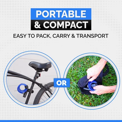 Miniatura 6 de DocksLocks Juego de candado de cable para bicicleta, cable de seguridad en espiral con cerradura de llave y soporte de montaje, protección antirrobo