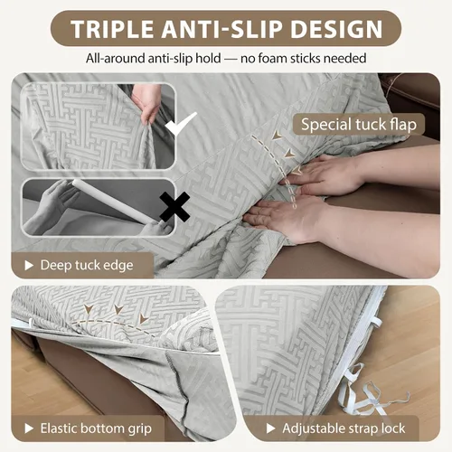 Miniatura 2 de Fundas para sofá seccional en forma de L, 1 pieza, fundas elásticas para esquina de sofá, antideslizantes, lavables, fundas protectoras de muebles