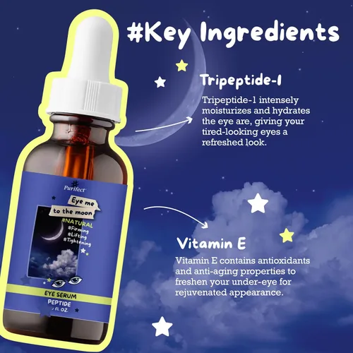 Miniatura 4 de Purifect Eye Me to the Moon Serum para mujeres y hombres, tratamiento de suero bajo los ojos con vitamina E, soporte antienvejecimiento, reafirmante