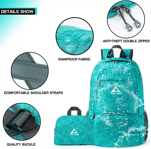 Miniatura 2 de PLAY-KING Mochila ligera plegable impermeable resistente al agua de 25 litros para ir de compras, viajes o senderismo, para hombres o mujeres, Raya