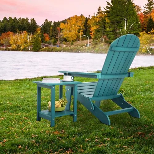Miniatura 6 de Mesa auxiliar doble Adirondack Meluvici resistente a la intemperie, mesa de centro rectangular para exterior para silla Adirondack, Aruba