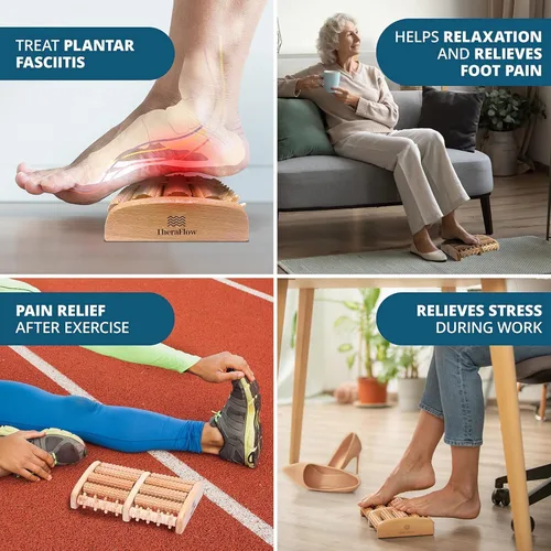 Miniatura 3 de TheraFlow - Masajeador dual de rodillos para pies (XL) – Relaja y alivia dolor de pies y fascitis plantar –Modelo mejorado 2017 – Gráfico laminado