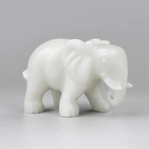 Miniatura 10 de gemshan Figura de animal de estatua de elefante de jade, estatua de jade blanco grande de 2.7 pulgadas para buena suerte, Feng Shui, riqueza