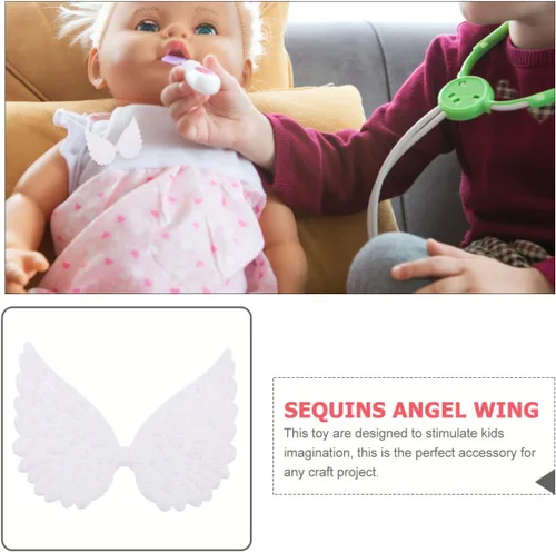 Miniatura 9 de Kisangel 30 piezas de mini parches de costura de alas de ángel con purpurina de 3.14 x 2.51 pulgadas para decoración de pasteles, fiestas