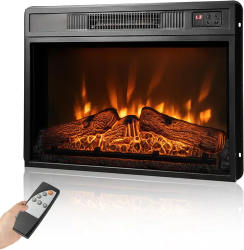 Miniatura 10 de Insertos de chimenea eléctrica de 18 pulgadas, calentador de chimenea empotrado de 1400 W con control remoto, temperatura ajustable y efectos